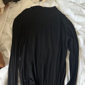 Classic Black Long  Mock Neck Sleeve Body Suit